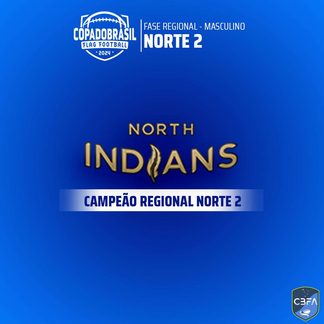 CAMPEÃO DA NORTE!!! 🏆

A North Indians vence a final contra a Araguaina e é Campeã Regional Norte 2!!

Classificados para a Super Final:
🏆 North Indians
🥈 Araguaina