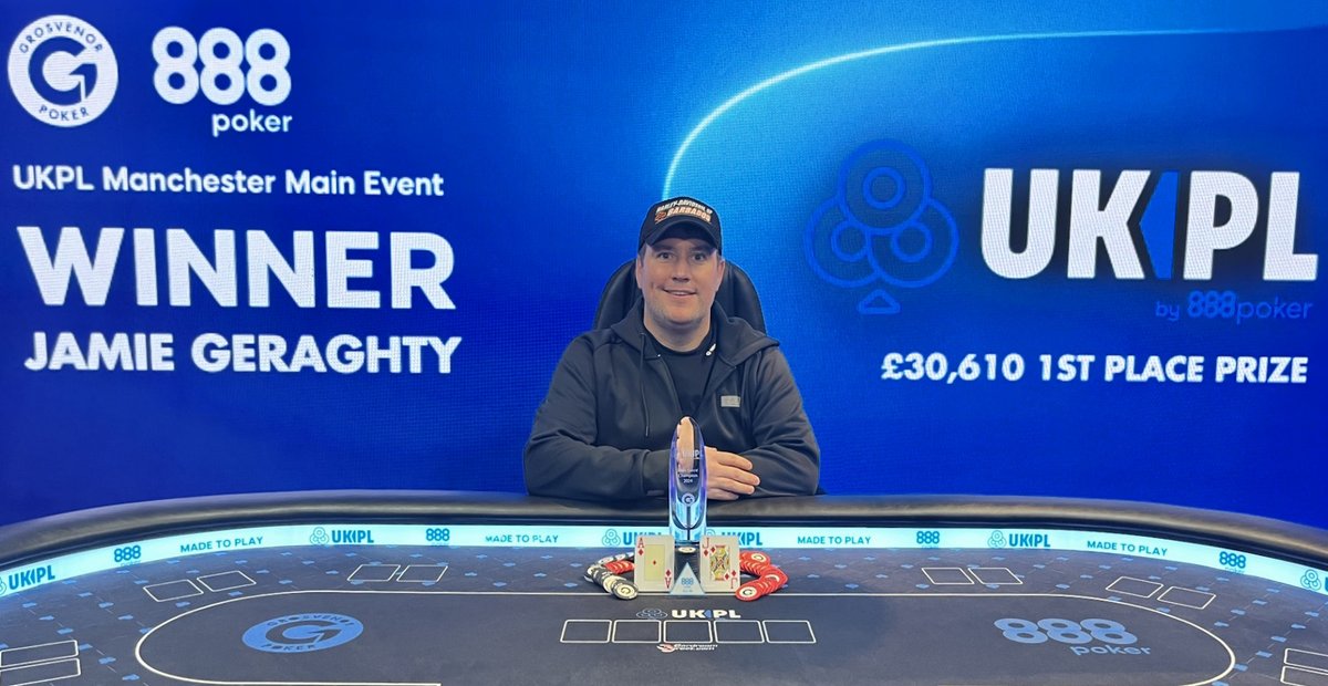 A huge congratulations to Jamie Geraghty who has just won the UKPL Manchester Main Event! Jamie beat the 328-entry field to take home the first-place prize of £30,610!