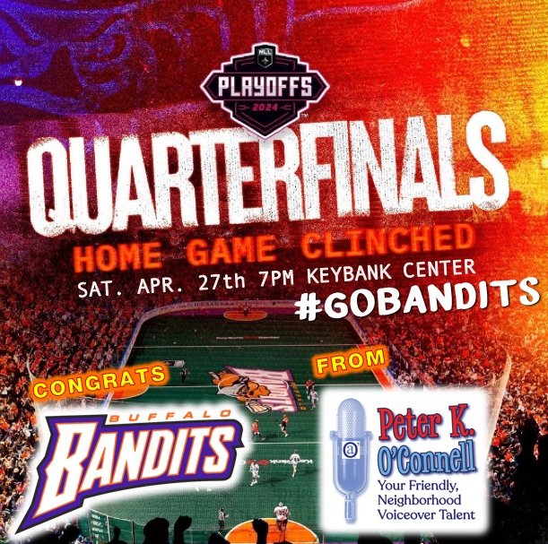 The @nllbandits #playoff  this SAT!

#buffalo  #buffalobandits #gobandits #banditland #audioproduction #recordingstudio #audioengineer #videoproduction #audioproducer #videoproducer #mediaproduction #creativedirector #marketingdirector #commercialproducer #commercialproduction