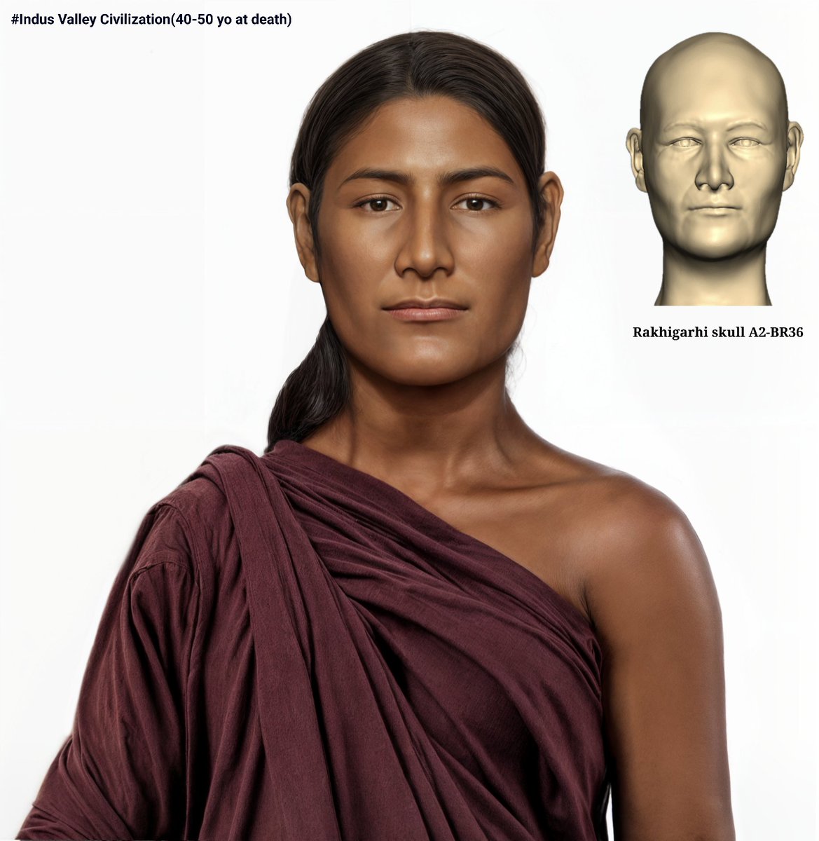 Facial reconstruction of the skull A2-BR36(female) from the Rakhigarhi site,Hisar,Haryana,India(Indus Valley Civilization)