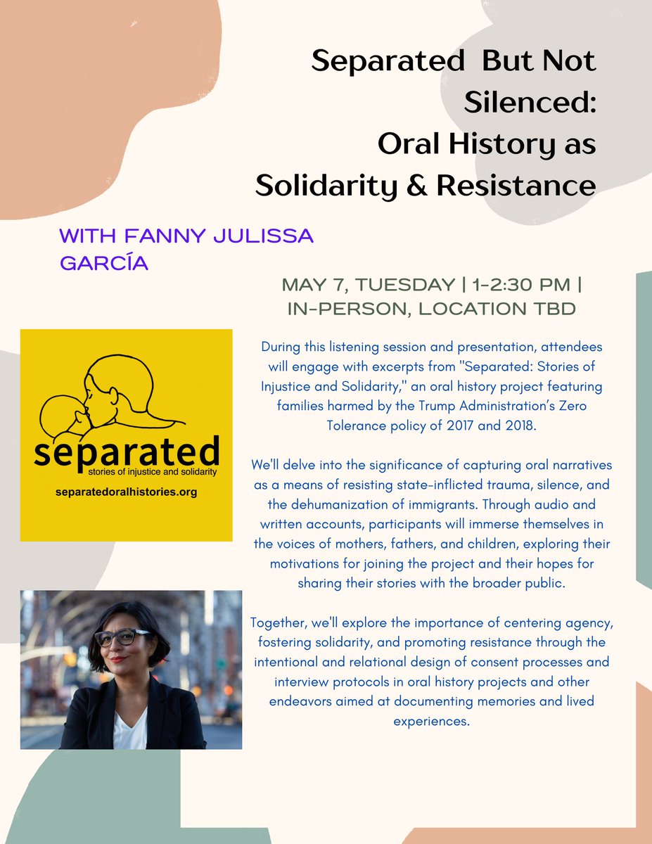 So excited to visit with @crysbaik and her students at UC Riverside in May! #OralHistory #NarrativeChange #Resistance #Immigration #SeparatedFamilies