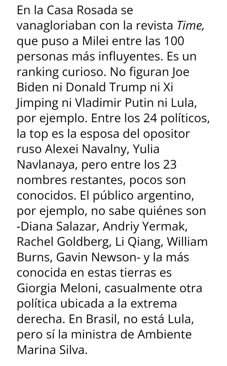 LA PAYASADA DE LA REVISTA TIMES CON MILEI ENTRE LOS 100 LÍDERES MAS INFLUYENTES...UN DIBUJO PARA LA GILADA donde no figuran Joe Biden ni Donald Trump ni Xi Jimping ni Vladimir Putin ni Lula, por ejemplo