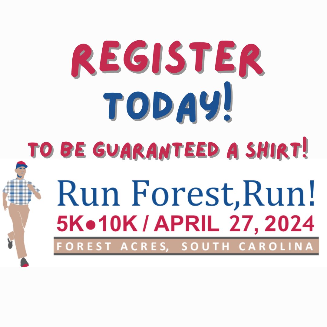 Have you registered for the Run Forest Run 5K, 10K, or 1 mile fun run/walk? It's a ton of fun and it supports our school! TODAY is the last day to register to be guaranteed a shirt! runforestrun.org @Bjackson_FLE @Davis_FLE @misshayward_usc @TWilliamsFLE @RichlandTwo