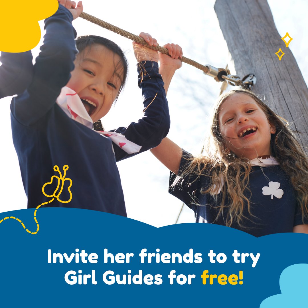 It’s always more fun with friends – invite her BFFs to try Girl Guides for free! 🌼💛 For a limited time, they can experience all the fun and adventure your family has come to love at no cost! Act fast – registration closes May 2! ➡️ girlguides.ca/web/ggc/join_u…