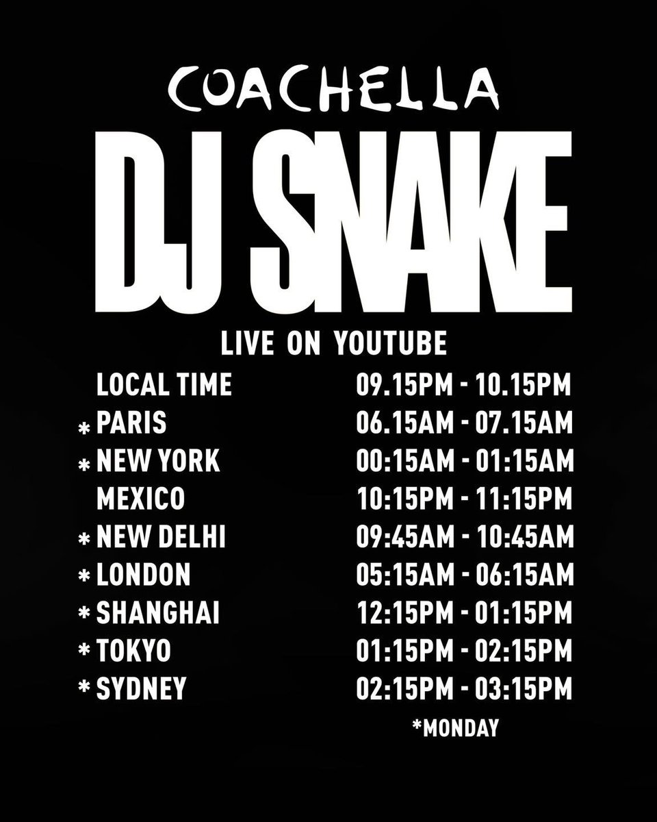 Los horarios para ver el set de @djsnake hoy en Coachella