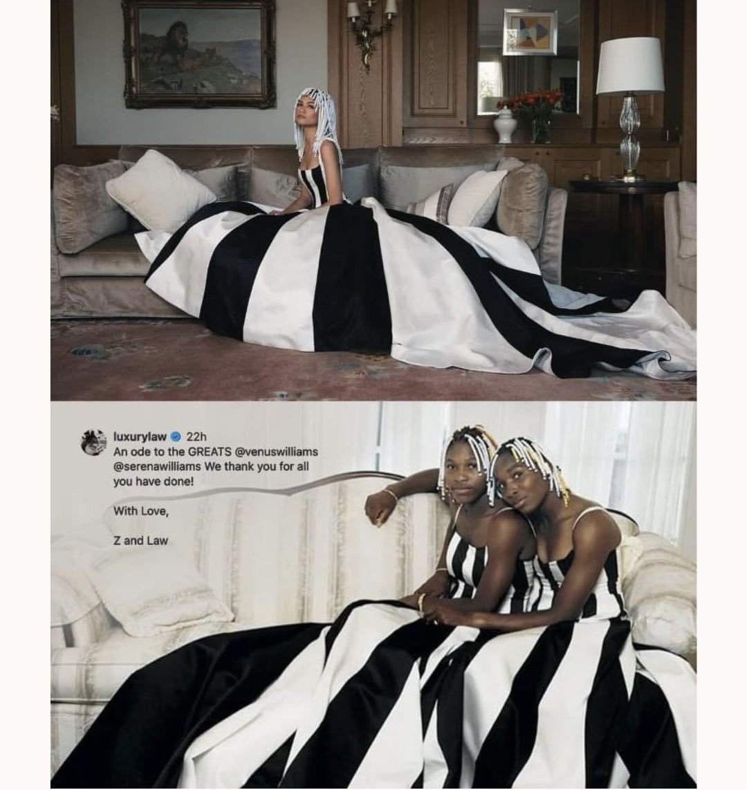 StyleInSport's tweet photo. #Zendaya y el fotógrafo #LawRoach de @LUXURYLAW recrearon una producción de fotos del 1998 hecha para #vogue con las hermanas #williams para seguir promocionando el tour de la película #ChallengersMovie https://t.co/BSpwlYb1xR