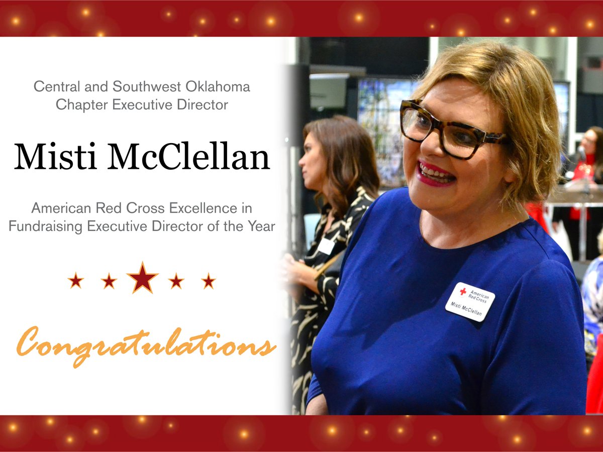 🎉 Congratulations 🎉 to Central and Southwest Oklahoma Chapter Executive Director Misti McClellan, recently recognized as the American Red Cross Excellence in Fundraising Executive Director of the Year. Way to go, Misti!
