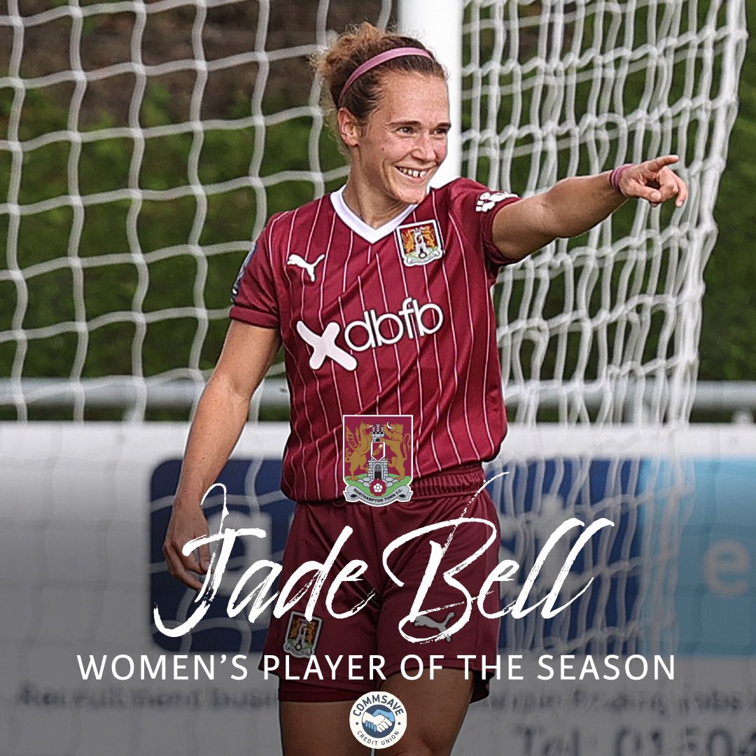 ntfc's tweet photo. 🏆 Well done to Jade Bell who has been awarded the Women’s Player of the Season! 🤩 

🤝 Sponsored by @Commsave 

#ShoeArmy 👞 https://t.co/2dUjNyWXI9
