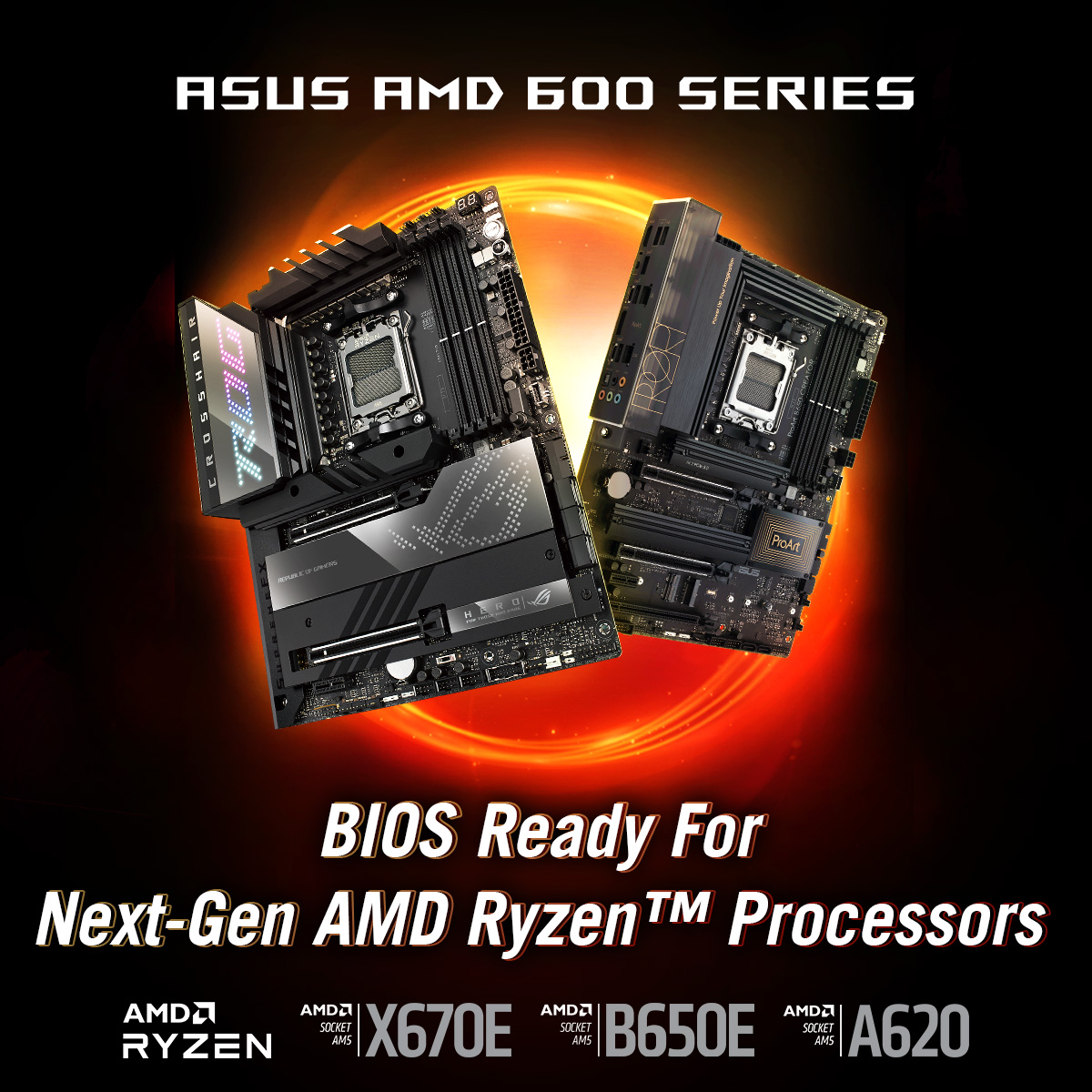 Buckle up for an adrenaline-fueled ride!🚀 

The latest BIOS updates for ROG #AMD600series motherboards are here to supercharge your gaming experience, providing full support for next-gen AMD Ryzen™ processors. 

Learn more: 
👉🏻 us.rog.gg/AMD600Series-B…
👉🏻 us.rog.gg/AMD600Series-U…
