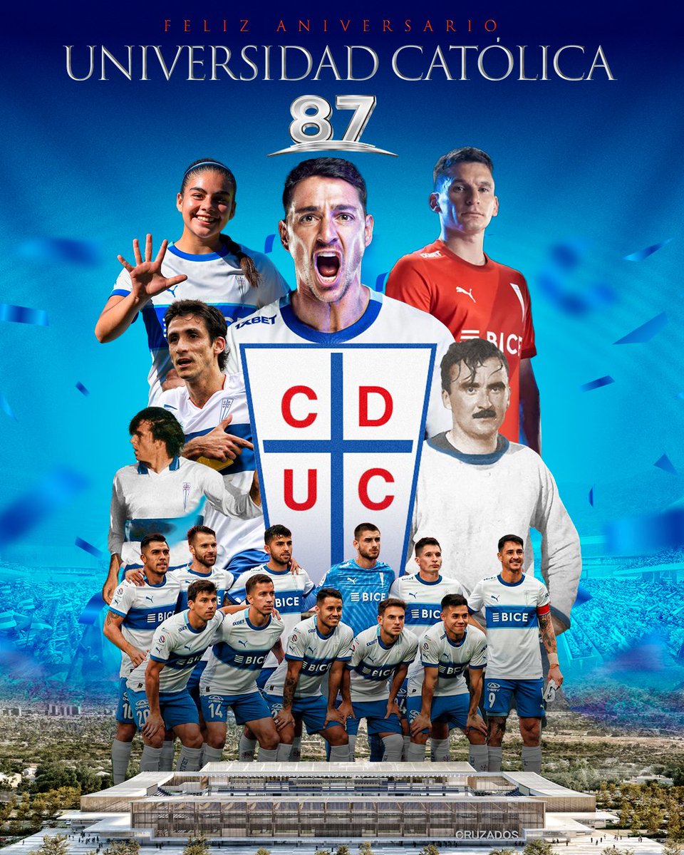 CampeonatoCL's tweet photo. 🥳 Un fuerte abrazo a los y las hinch@s de @Cruzados  por sus 8️⃣7️⃣ años de historia.🪇

Club que desde su fundación cuenta con hitos importantes como sus 16 tíitulos en Primera División, 2 en Ascenso, 4 de Copa Chile, 4 Supercopas y la copa Interamericana.

Felicidades👏 https://t.co/V8bQO1FUMk
