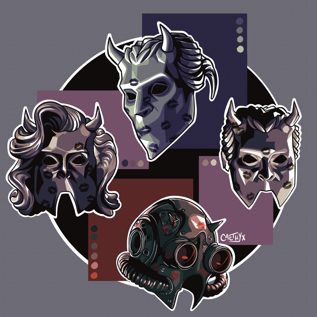 ghoul masks with kissies :3 #ghostband #GhostBandFanart #thebandghost #ghosttwt #namelessghoul