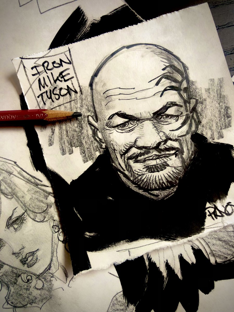 Quick warm-up sketch of Iron @MikeTyson …. As one does…