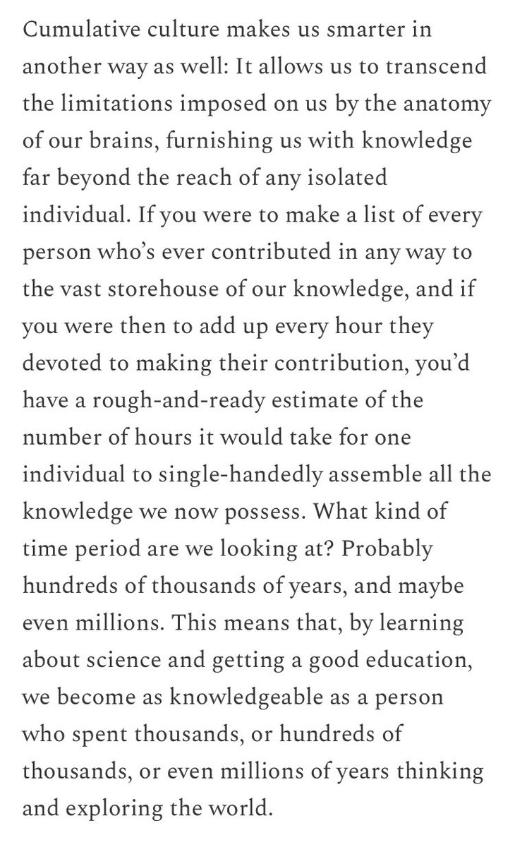 'By learning about science and getting a good education, we become as knowledgeable as a person who spent thousands, or hundreds of thousands, or even millions of years thinking and exploring the world.' stevestewartwilliams.com/p/how-culture-…