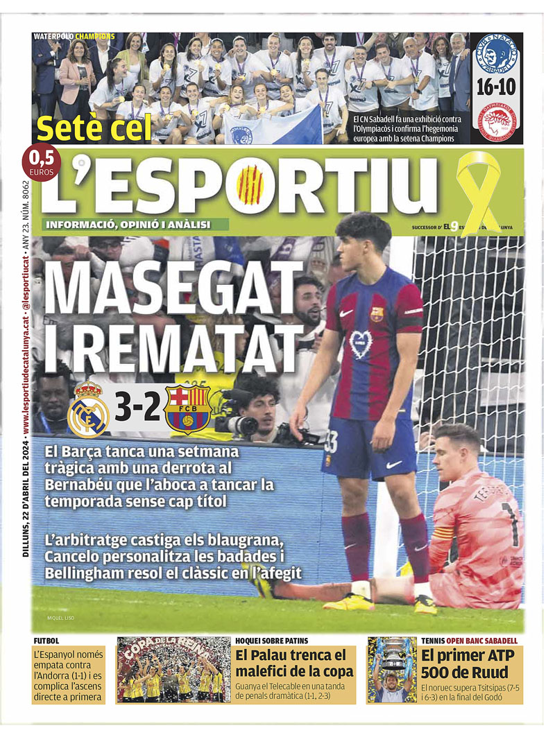MASEGAT I REMATAT, la portada de @lesportiucat @FCBarcelona_cat @CN_Sabadell @nataciocat @esportcat @RCDEspanyol @hcpalau @fcpatinatge @bcnopenbs