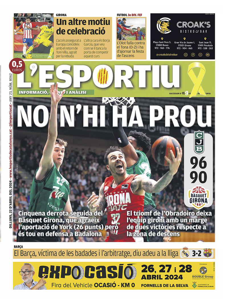 NO N’HI HA PROU, la portada de @lesportiugir @BasquetGirona @GironaFC @UEO1921 @FCBarcelona_cat