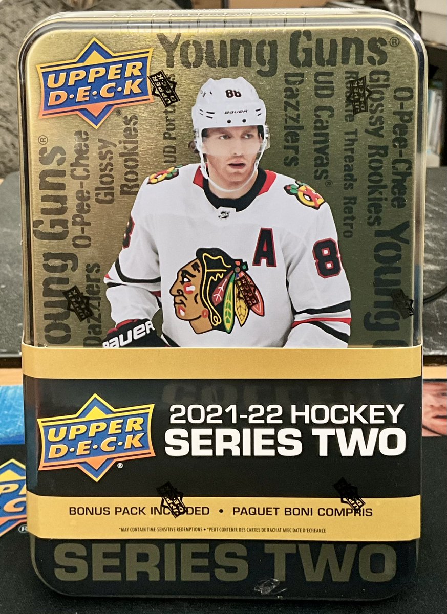supermikeio's tweet photo. Got a little itchy and decided to open some @UpperDeckHockey Series 2 …. 2021-22 Series 2 rough tin but a fun rip as always #1packaday #everyoneknowstherules https://t.co/upiZxBYzie