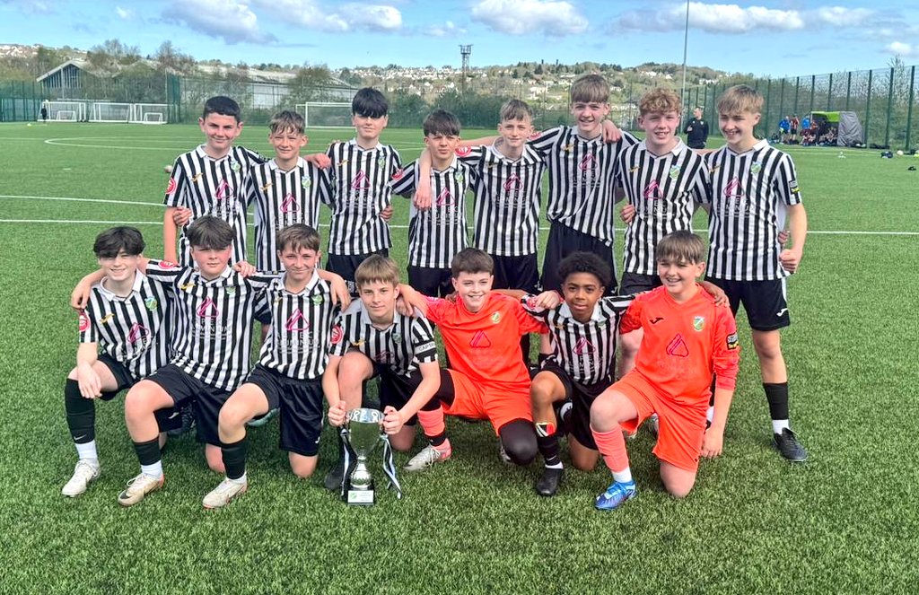 pontyacademyfc's tweet photo. Our U13s defend their @FAWales National #Academi South title after a 2-0 victory v @CardiffMetFCAc got them into the National Final to face @TNSAcademy at the end of May. Congrats to all the players, and of course, @SwansOfficial legend, Àngel Rangel, and his coaching team!! 🖤🤍 https://t.co/wr0O6TtJHm