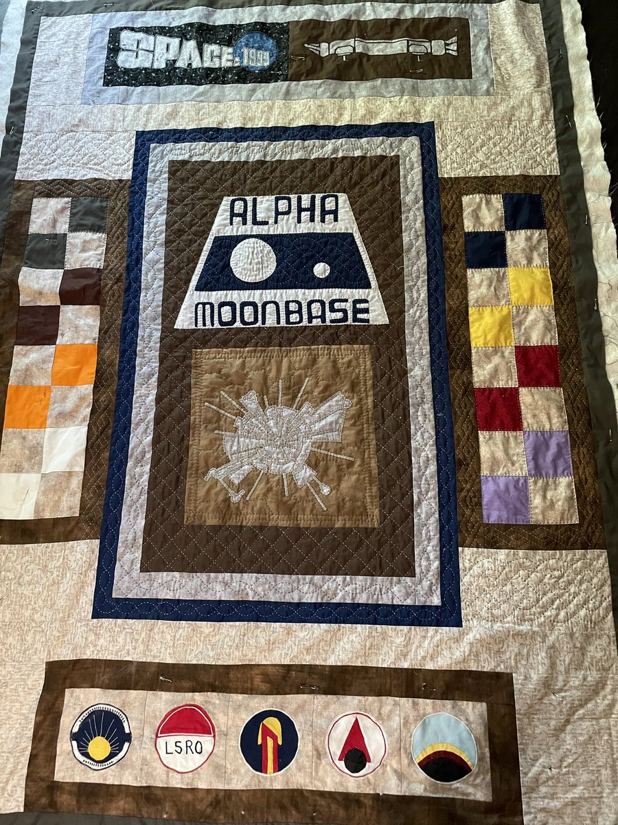 I didn’t get much handquilting done this weekend. My grandbabies hung out at my house. It was wonderful. Making memories.  #quilting  #space1999. #alphamoonbase