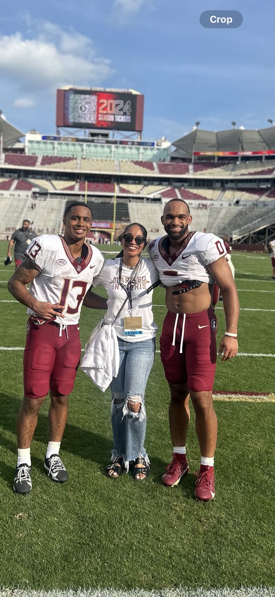 When your husband @CoachYACJohnson is the coach of brothers Jaylin and Ja'Khi (he used to be a RB😂 so he’s our plus 1)  #bootboys #staytuned #comingtoatvnearyou #springame #fsufootball