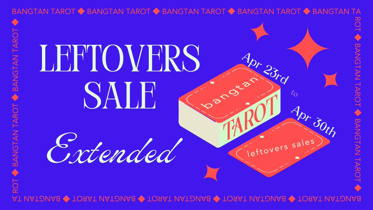 btstarotdeck's tweet photo. 🔮BTS TAROT LEFTOVERS EXTENDED🔮

We're adding a little extra time to grab some of our beautiful tarot designs and merch! Make sure to get them before we close on April 30th! 

❤️‍🔥 https://t.co/SU9nrdseCR https://t.co/MErr59C7UE