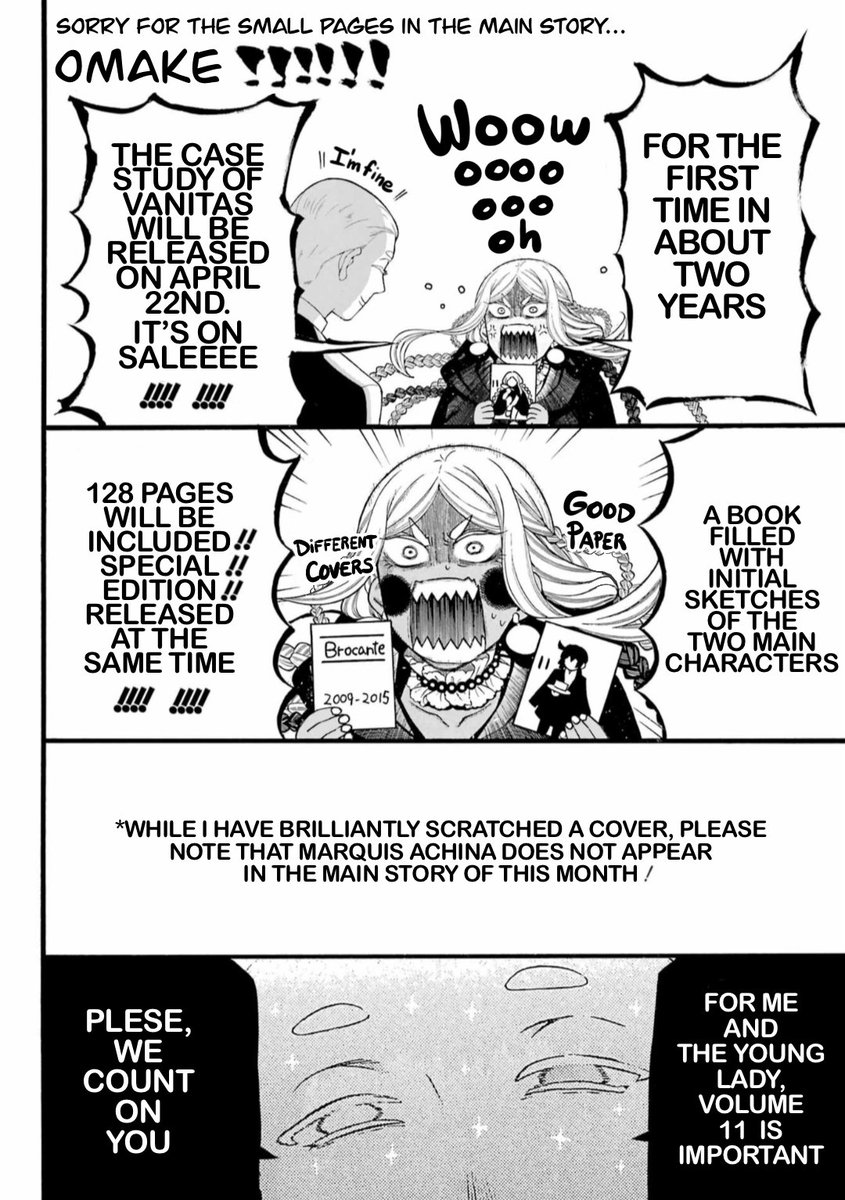 Tiny Omake this time.
I made cleaning and translation, it won't be perfect.
#VanitasNoCarte