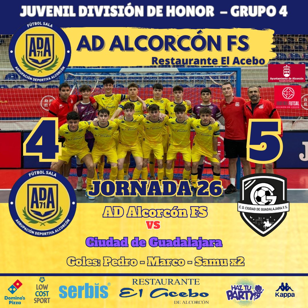 | JUVENIL DIVISIÓN DE HONOR |

Derrota | 4-5 | 🆚 @Ciudaddeguadafs 

🎙️ @Luisete21 : Una pena nos olvidamos en la categoría que jugamos con errores graves , seguiremos trabajando 

#123Alcorcón 
#ConelCorazónenlaPista💛 
#Sentimiento_Alfarero