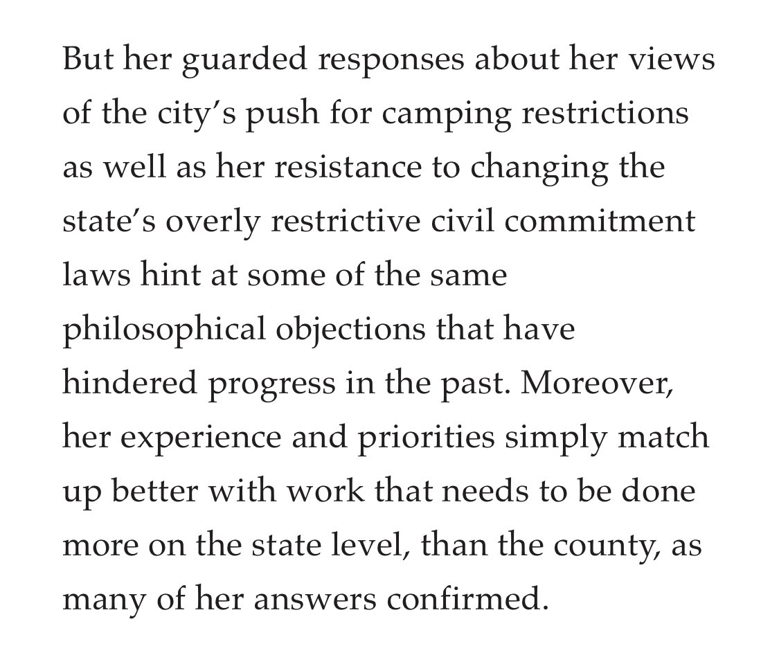 discussing district 2 candidate meghan moyer, they decline to endorse because she refuses to toe their conservative ideological line on two issues that are not in the purview of the county at all