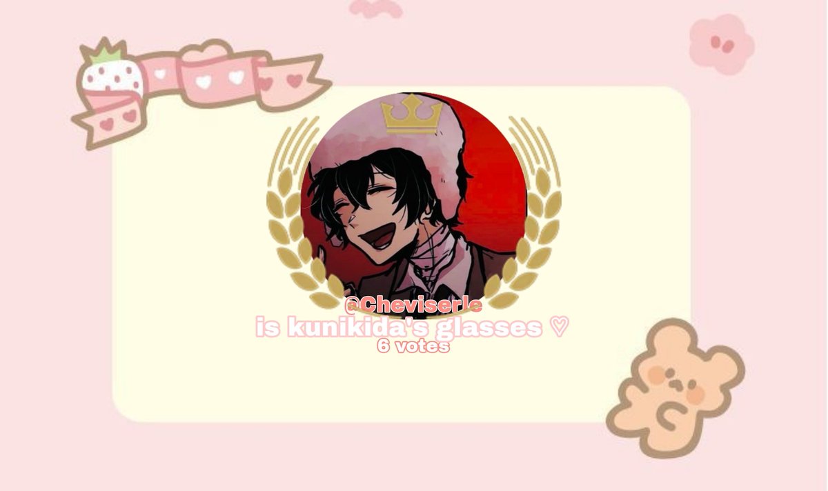 Ultimatefaan's tweet photo. @Cheviserle is kunikida's glasses♡ !!🎉🎉 congrats https://t.co/S7iSeZnHO8