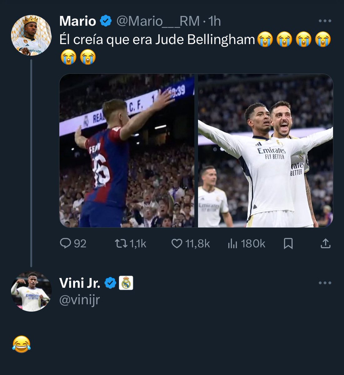 Mario___RM's tweet photo. NONONO ME ACABA DE COMENTAR VINICIUS DESCOJONÁNDOSE DE FERMÍN. https://t.co/tsCdZR2nKQ