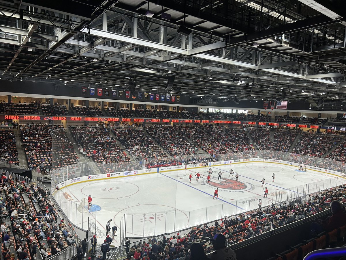 First time watching the <a href="/Firebirds/">Coachella Valley Firebirds</a> at <a href="/AcrisureArena/">Acrisure Arena in Greater Palm Springs</a>. Really cool arena, tons of young fans, everyone decked out in home colors. Neat experience!