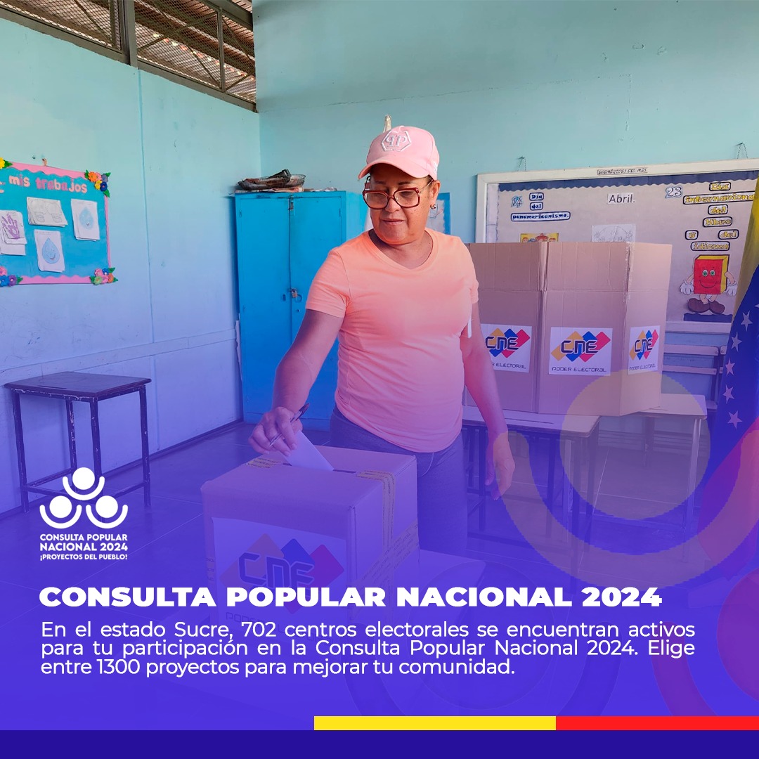 UnipsoFEmprende's tweet photo. Este domingo 21 de abril se lleva a cabo la Consulta Popular Nacional 2024 en todo el país, un proceso para elegir proyectos que mejoren la vida en las comunidades.
@GPintoVzla
#SucreEnConsultaVictoriosa https://t.co/0SianCkKTJ