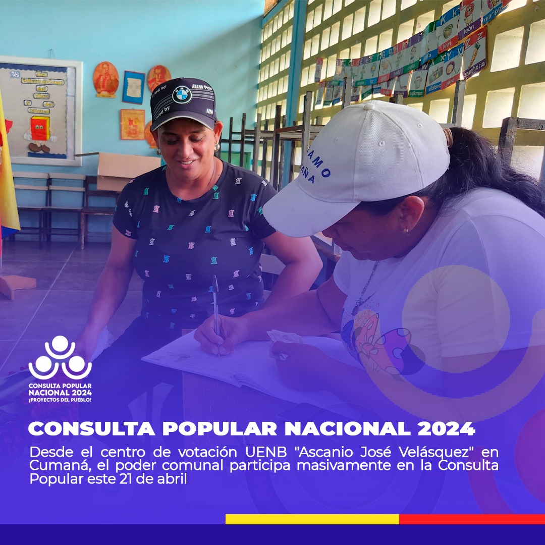 UnipsoFEmprende's tweet photo. Este domingo 21 de abril se lleva a cabo la Consulta Popular Nacional 2024 en todo el país, un proceso para elegir proyectos que mejoren la vida en las comunidades.
@GPintoVzla
#SucreEnConsultaVictoriosa https://t.co/0SianCkKTJ