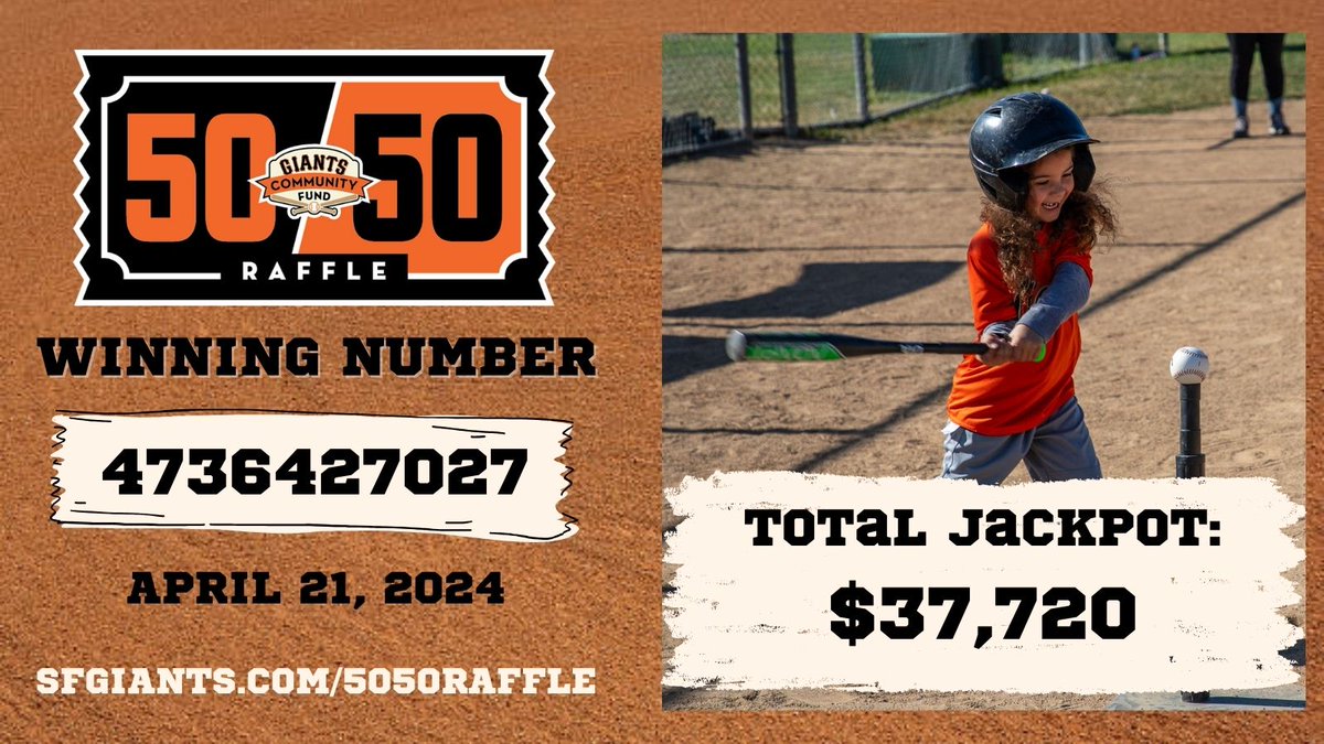 Here are the 50/50 Raffle results from today's game against the Diamondbacks! If you have the winning number, please email 5050raffle@sfgiants.com to claim your prize.