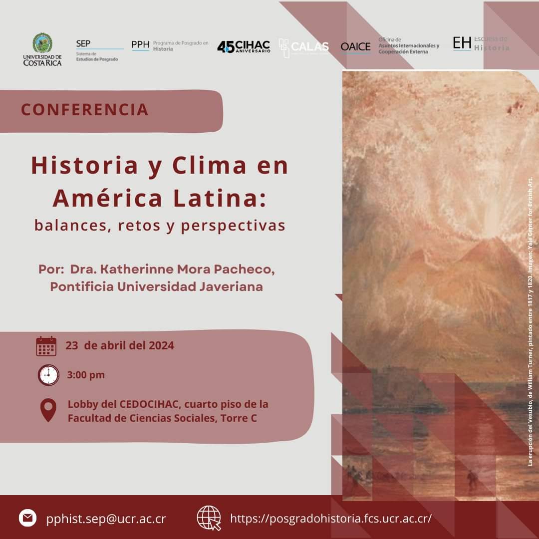 Están a tiempo de agendar esta presentación. 'Historia y Clima en América Latina: balances, retos y perspectivas'. 🌋 23 de abril. Evento presencial.