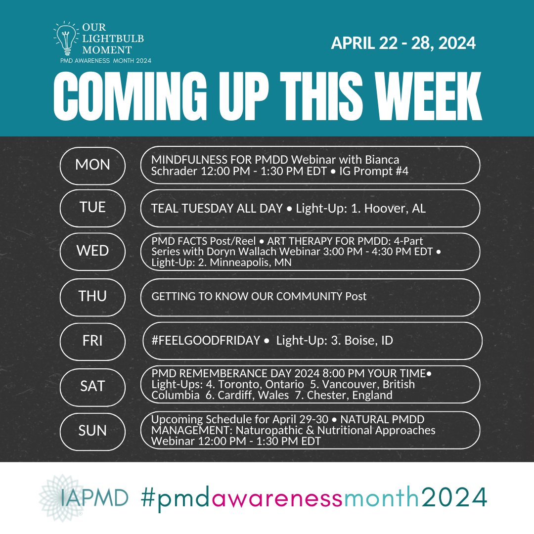 Could it be that we're heading into our last full week of PMD Awareness Month 2024?! Wow!! 🌟 So much has happened, and yet we still have more to offer! Check out our last minute additions to this week's coming schedule! Here's to PMD AWARENESS! 💙
#PMDDAwarenessMonth2024 #pmd24