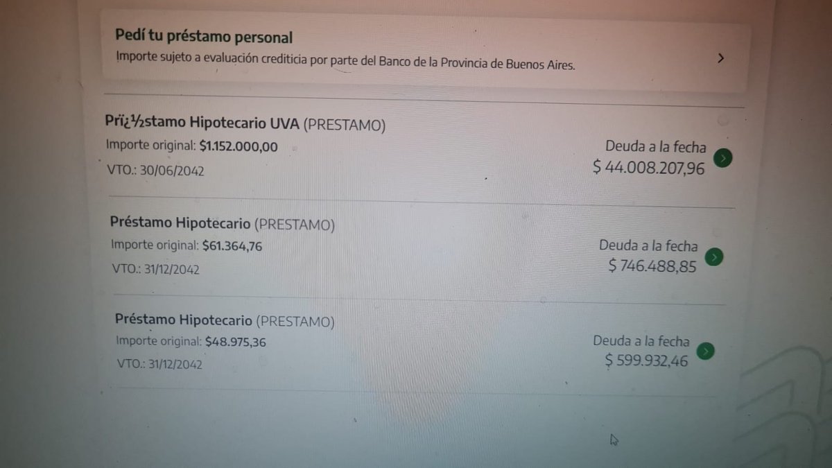 georginafabiano's tweet photo. recuerdan que en @AM750 con @diegobranca hablamos de @hipotecadosuva q en mi caso la semana pasada debía más de 40 millones mas dos congelamientos? mire hoy! @bancoprovincia @SenadoArgentina @ezeatauche @LANACION , no es maravilloso pedazos de sore... https://t.co/im0jVBYhuf
