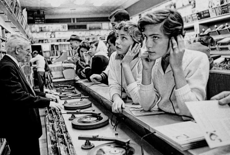 Hanging out at the record store, 1957.