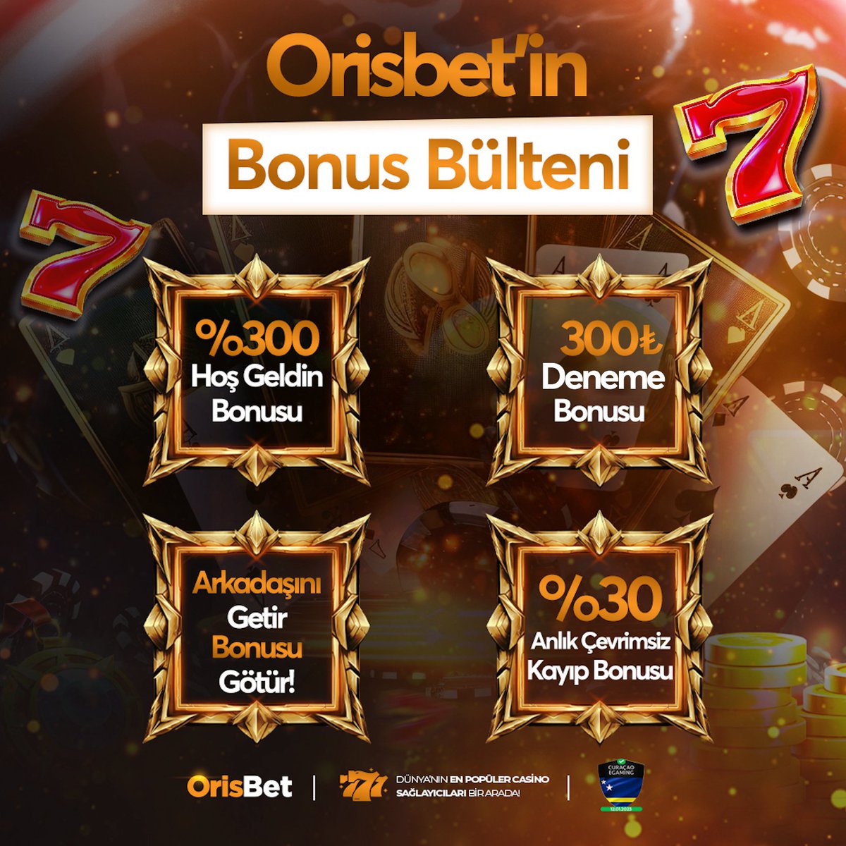 OrisBet'te Bonus Bülteni Zamanı😎

🆕 %300 Hoş Geldin Bonusu 👉

🤑 300₺ Deneme Bonusu🍀

👑 Anlık %30 Kayıp Bonusu

♾ Giriş: orisaffiliate5.com/affiliates/?bt…

#denemebonusu #freebet #freespin #marsbahis #yatırımsız #betbox #hiltonbet #vbet #yatırımsızfreebet #etkinlik #çekiliş #matbet