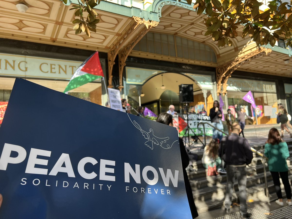asu_nsw_act's tweet photo. Today we’re outside the Downing Centre to call on the NSW Government to scrap the anti protest laws that were introduced by the last Liberal Government and are being used on peace activists.
#ProudToProtest https://t.co/Ok9Tu3zswg