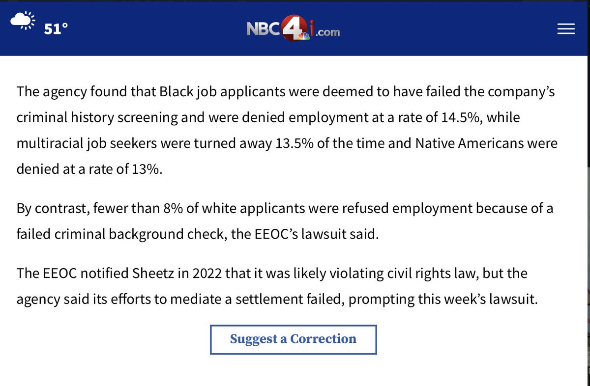 🙄🙄🙄 No. Sheetz got sued because non-white applicants with criminal backgrounds were rejected more often than white applicants. You either have to reject all applicants with a criminal background *or* offer employment at the same rate across the board.