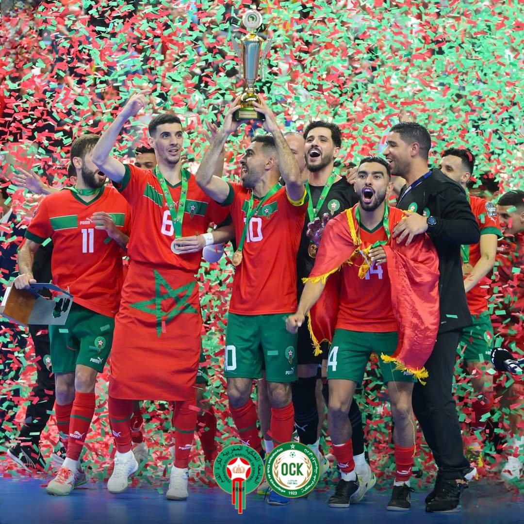 ockfoot_1923's tweet photo. 🏆 تتقدم جميع مكونات نادي أولمبيك خريبكة لكرة القدم بتهانيها الحارة لمنتخبنا الوطني المغربي لكرة القدم داخل القاعة، بمناسبة تتويجه بكأس الأمم الإفريقية للمرة الثالثة على التوالي 🇲🇦💚 https://t.co/YdnUTMgZNi