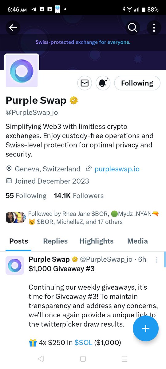 @PurpleSwap_io Thank you for this chance @PurpleSwap_io 

@IsmailRohaan 
@Alex07225372 
@ADanielHill 
@MaestroDripper 
@WildWin777 
@chieqt0803 
@Eerisss__ 
@Oliviascrypto