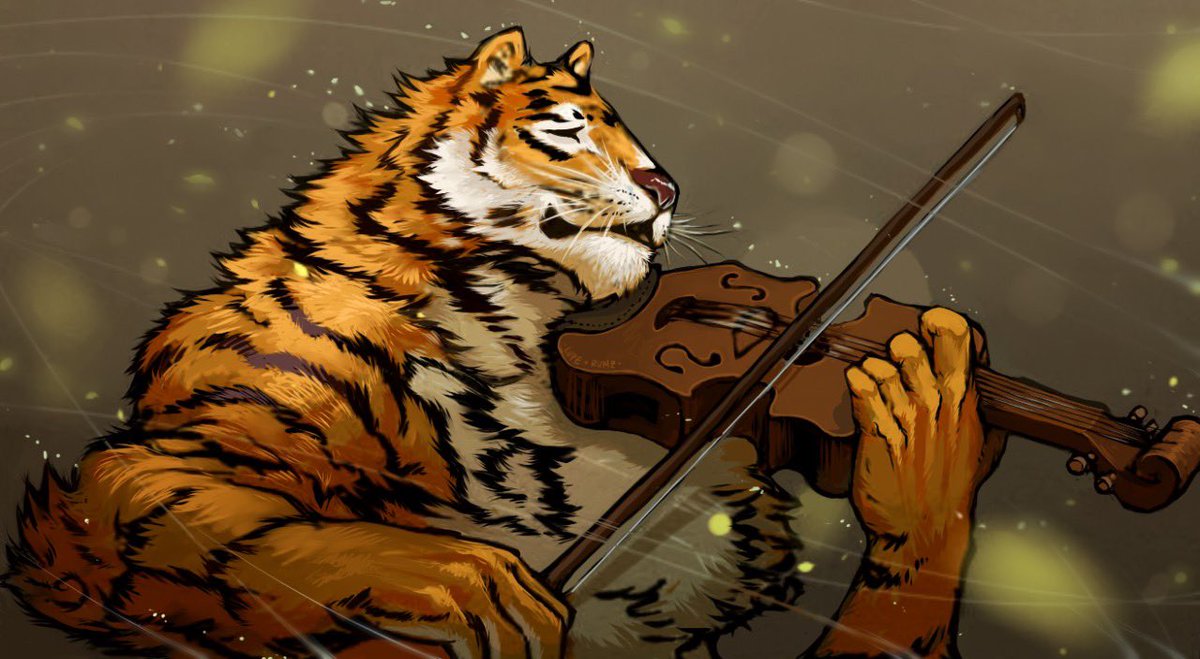 My drawing, then a surprise paint-over by the amazingly skilled Rumz The Tiger's Serenade