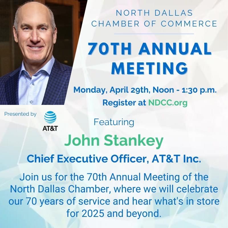 Join us on April 29th for the 70th Annual Meeting featuring keynote speaker John Stankey, CEO of @ATT. John Stankey, a visionary leader, will share insights on the future of connectivity and steering AT&T through growth and change. Register at ndcc.org