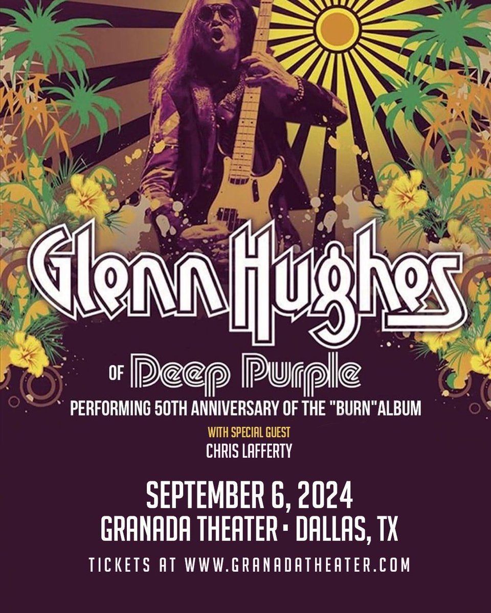 ⚡ @glenn_hughes - 50TH ANNIVERSARY OF DEEP PURPLE “BURN” ALBUM LIVE on the Granada Theater stage on 9/6! 🎫 Tickets on sale now buff.ly/3xQkc0M