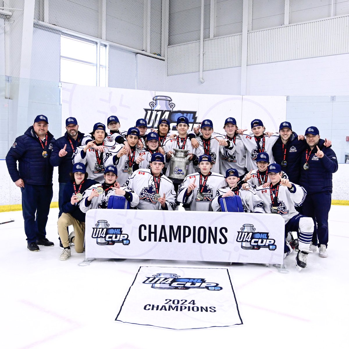 The Markham Majors are the Champions of the @OHLHockey #U14OHLCup presented by @milkupontario!
