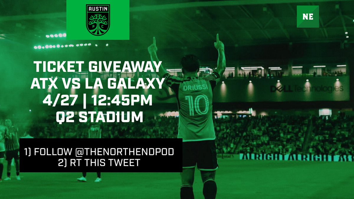 🚨Ticket Giveaway🚨 See #AustinFC take on the LA Galaxy this Saturday at Q2 Stadium! To enter: Follow @TheNorthEndPod & RT this tweet 🔃 To find out how to enter up to four (!) times, tune in to Episode 136 of The North End Podcast 👀