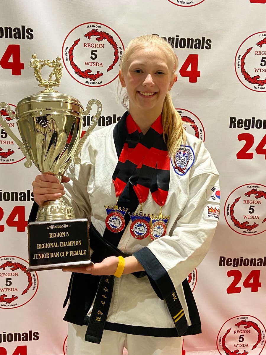 Amazing weekend! On Saturday, I competed in the WTSDA Region 5 Regional Championships and took first place in all three of my events. I was the highest scoring female black belt under 18 so I took home THE DAN CUP for the second time in three years! Tang Soo!