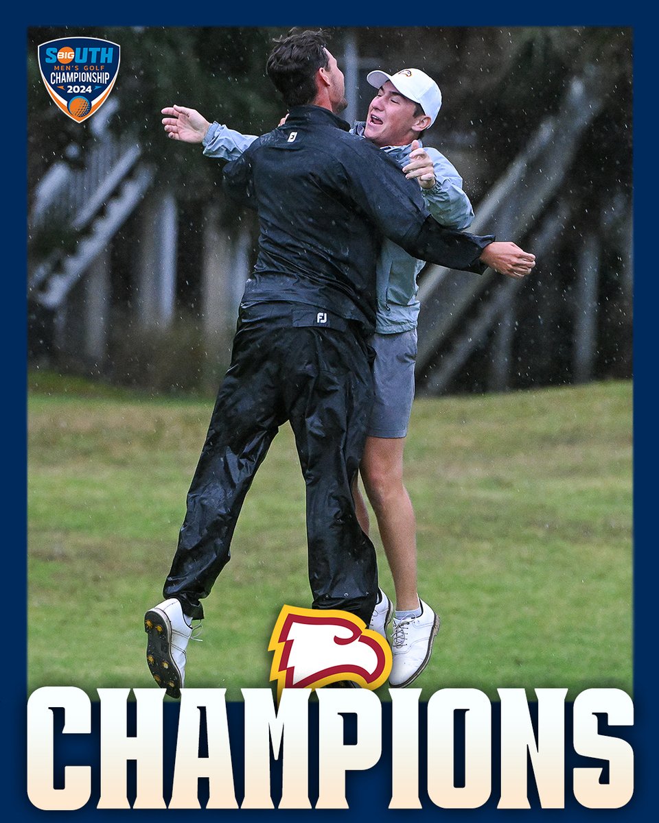 FOR THE FIRST TIME IN PROGRAM HISTORY! 🏆 The Winthrop Eagles are Big South Men's Golf CHAMPIONS! #BigSouthGolf | @WUGolf