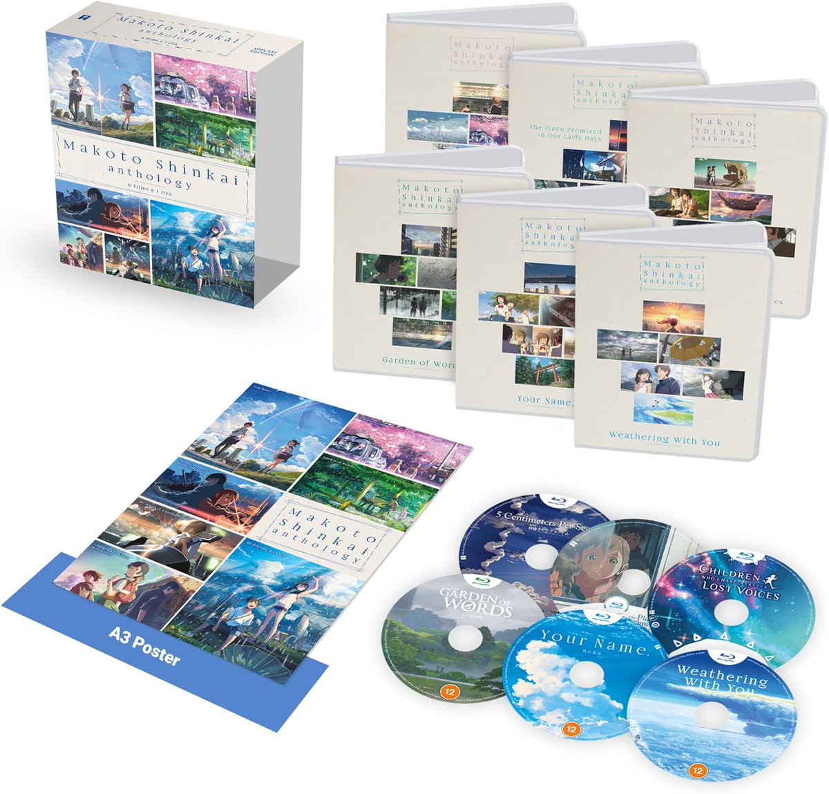 Makoto Shinkai Anthology Blu-ray Special Edition via Anime Limited (UK) - The Voices of a Distant Star - The Place Promised in Our Early Days - 5 Centimeters per Second - Children Who Chase Lost Voices - Garden of Words - Your Name. - Weathering With You amazon.co.uk/dp/B0D26XVHVZ